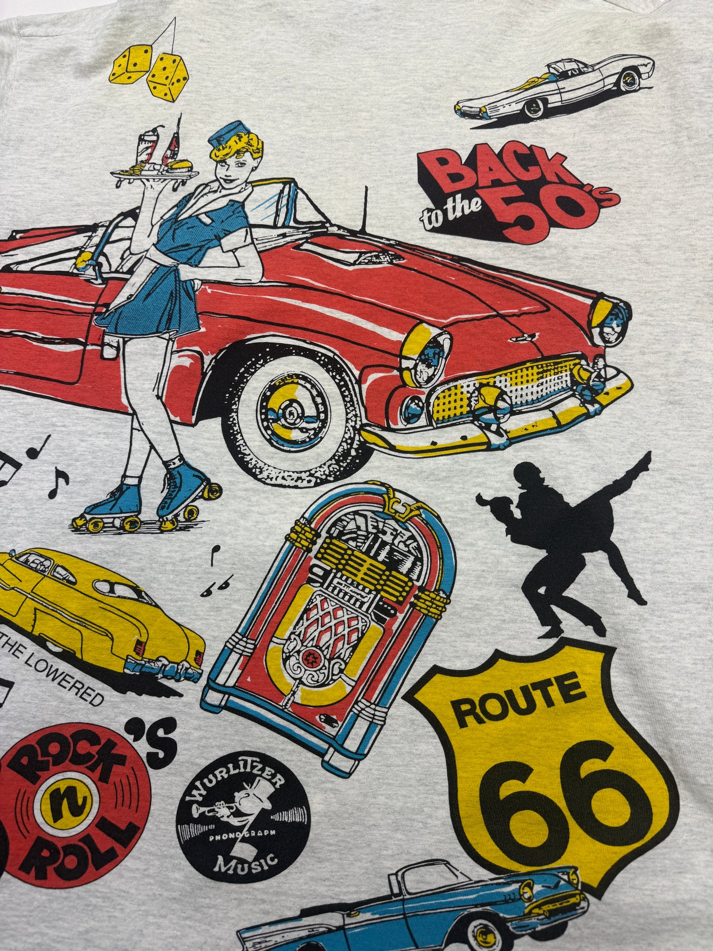 Vintage 1996 Cruisin Back To The 50s All Over Print Classic Cars Diner T Shirt Size XL