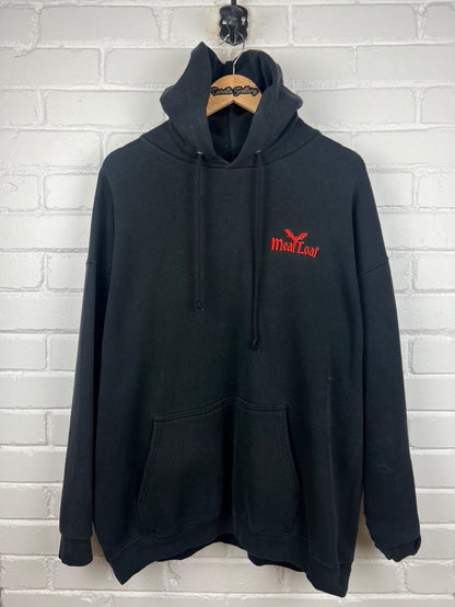 Vintage 90s Meatloaf Bat Embroidered Band Music Hooded Sweatshirt Size XL