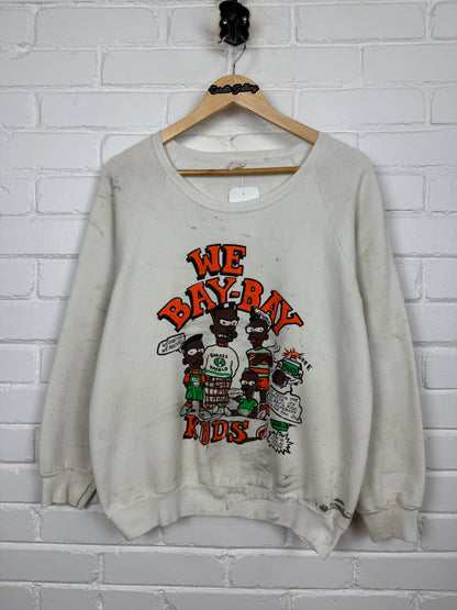 Vintage 80s/90s We Bay Bay Kids We Dont Die We Multiply Rap Hip Hop Sweatshirt Size L