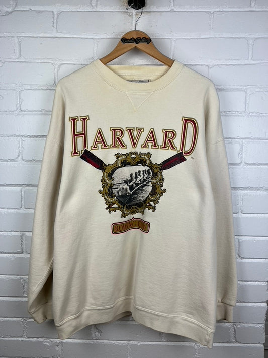 Vintage 90s Harvard Rowing Crew Crimson Crest Collegiate Sweatshirt Size XL