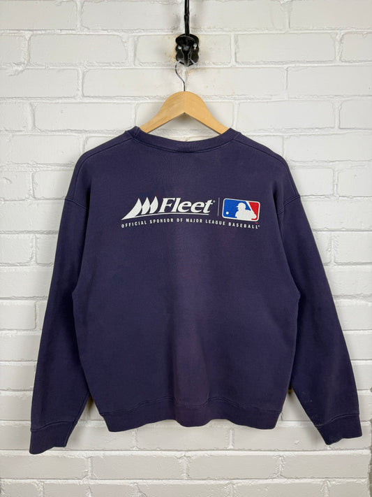 Vintage 90s Fleet MLB Baseball Sponsor Front And Back Graphic Pro Player Crewneck Sweatshirt Size L
