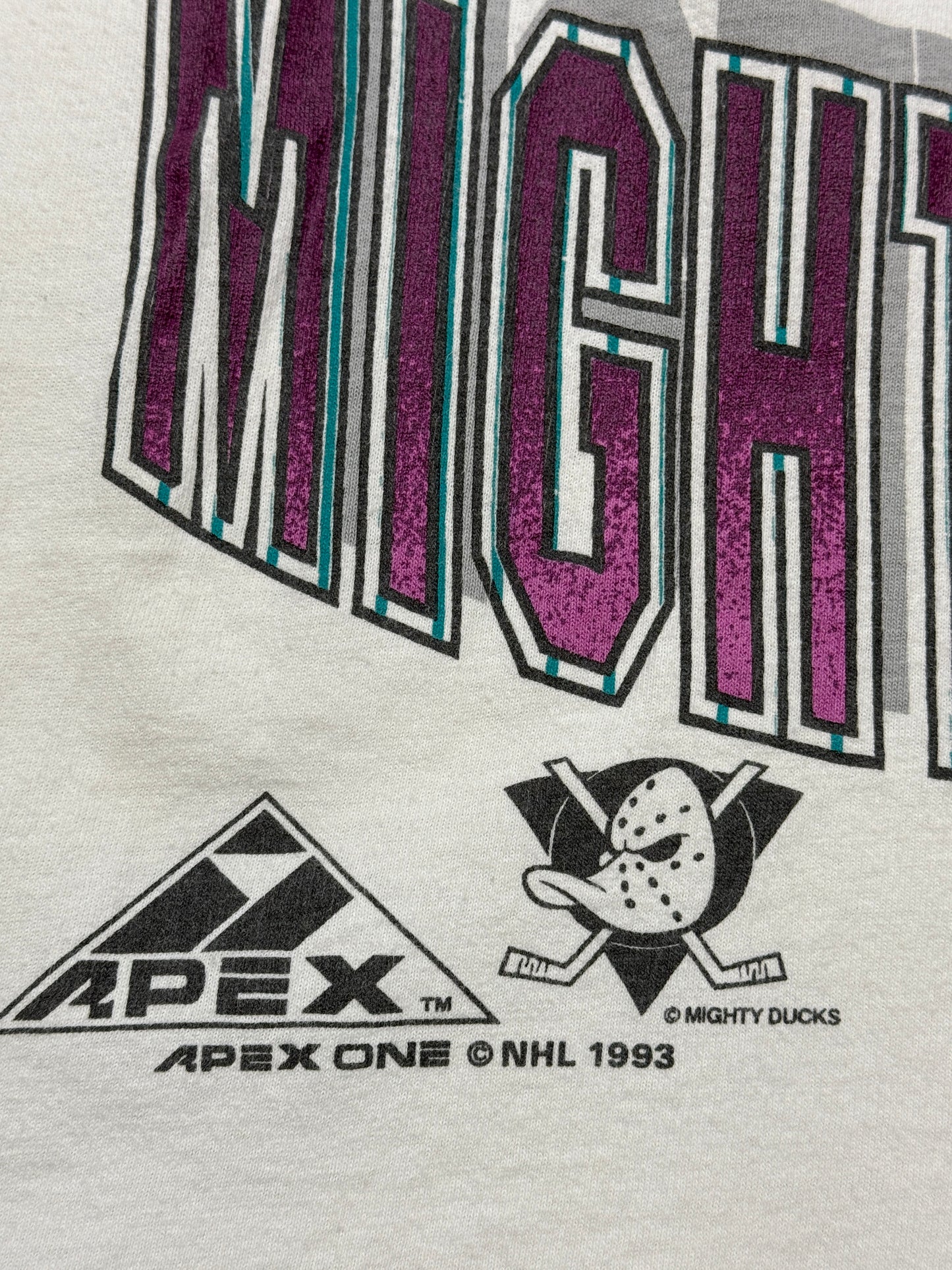 Vintage 1993 Anaheim Mighty Ducks Animated Logo NHL Apex One T Shirt Size L 90s