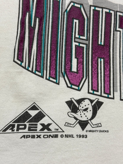Vintage 1993 Anaheim Mighty Ducks Animated Logo NHL Apex One T Shirt Size L 90s