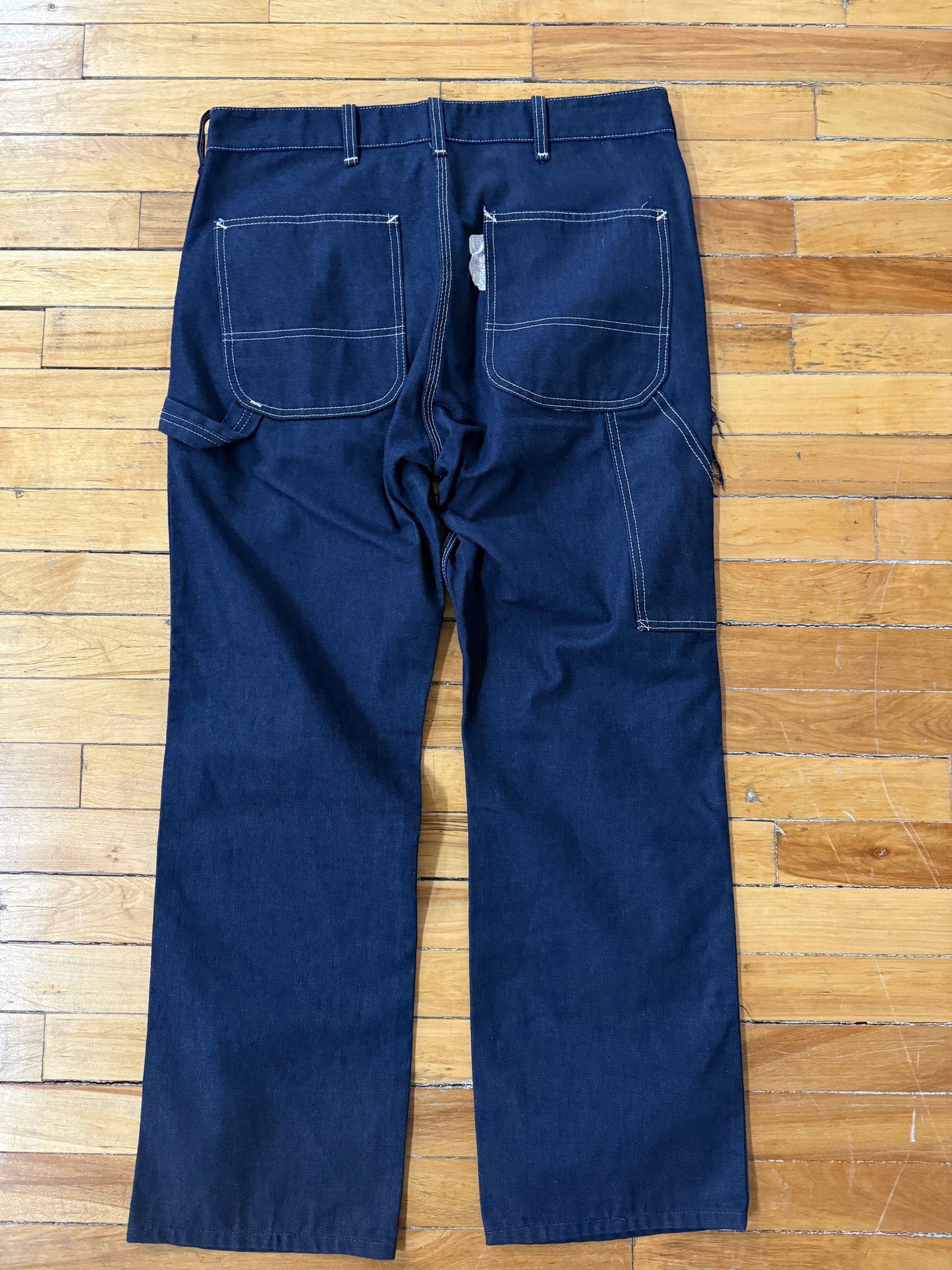 Vintage 60s/70s Sears Perma-Prest Carpenter Pants Denim Blue Jeans Size 35W