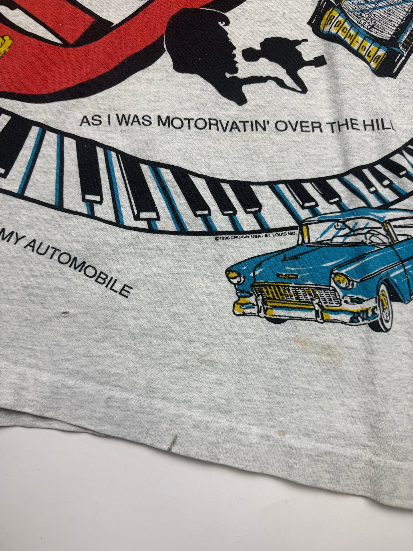 Vintage 1996 Cruisin Back To The 50s All Over Print Classic Cars Diner T Shirt Size XL