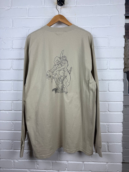 Vintage 1998 Tarzan Movie Promo Hand Drawing Title Hit Long Sleeve T Shirt Size XL