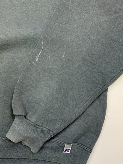 Russell Athletic Cropped Boxy Fit Blank Crewneck Sweatshirt Size L Blue Tone