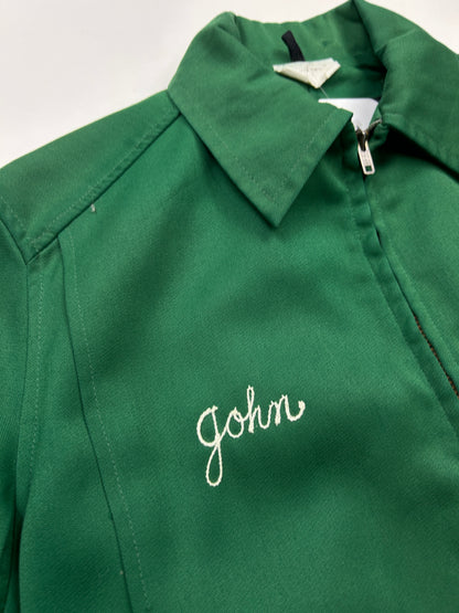 Vintage 70s/80s Bear Fax Chain Stitched Mechanic Style Light Jacket Size M Green