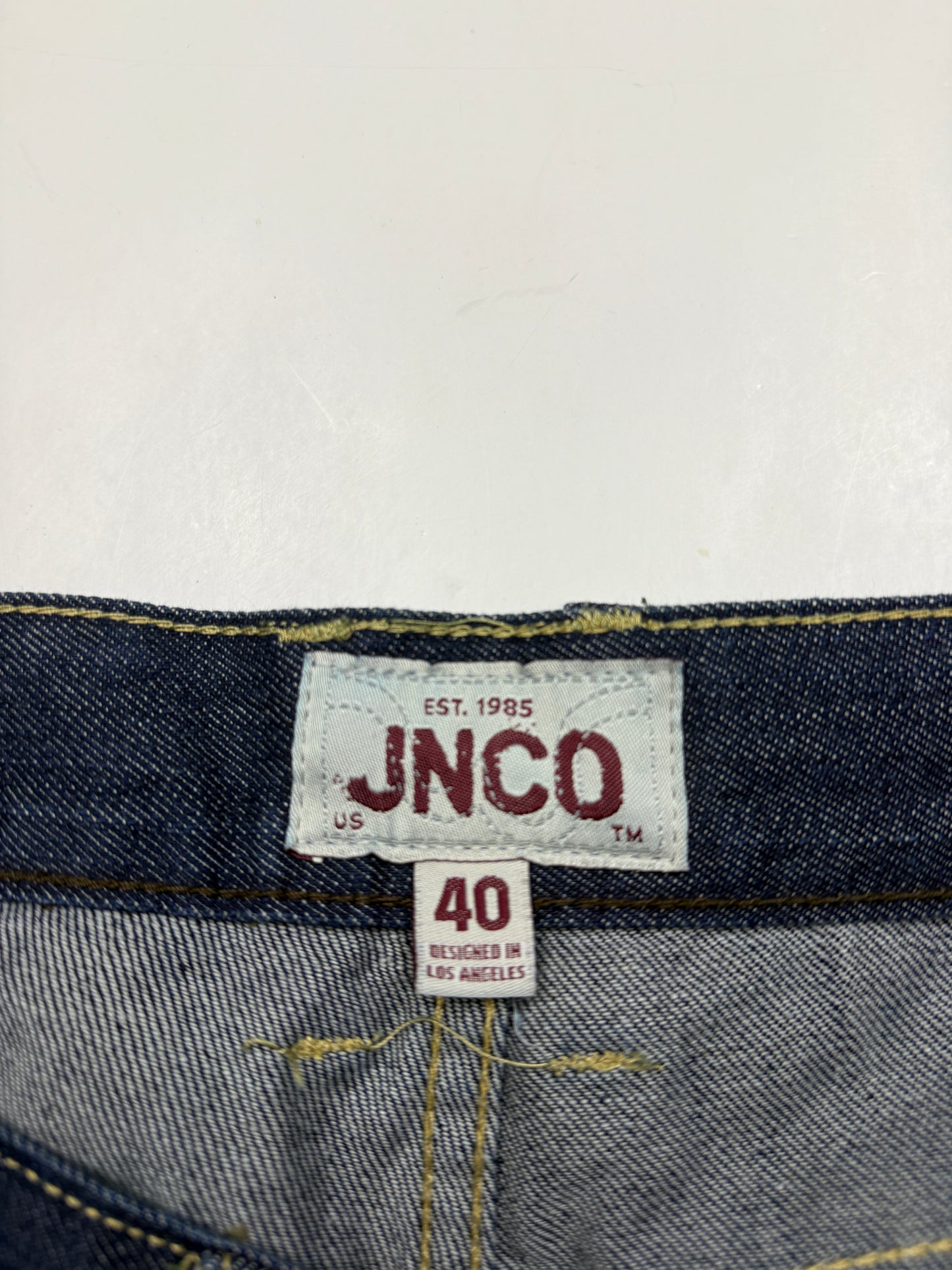 Vintage Y2K JNCO Slim Straight 101 Dark Wash Embroidered Pockets Denim Jeans Size 42W