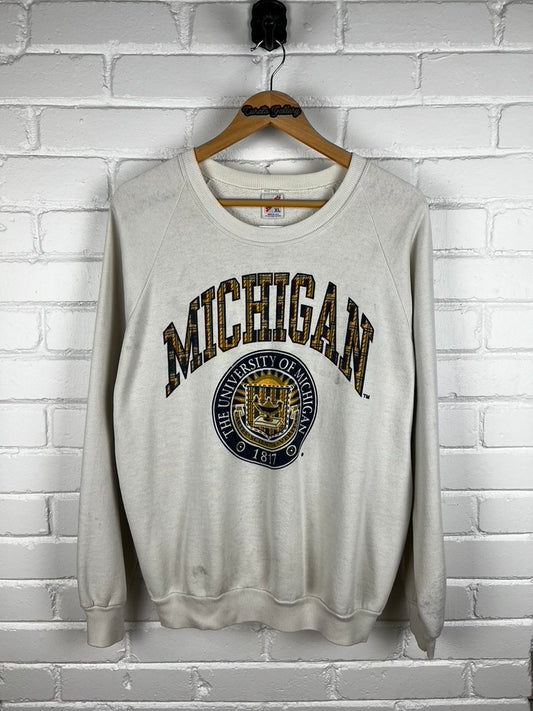 Vintage 80s/90s Michigan Wolverines Iniversity Crest Arc Spell Out Sweatshirt Size XL