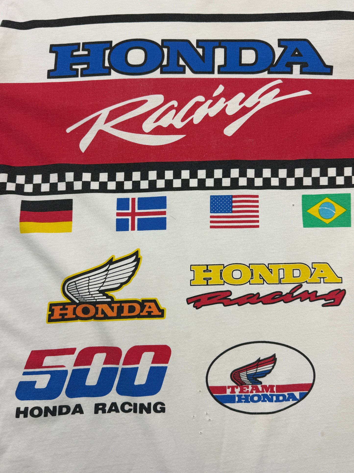 Vintage 90s Honda Racing 500 Flags Sleeve Spell Out Long Sleeve T Shirt Size L