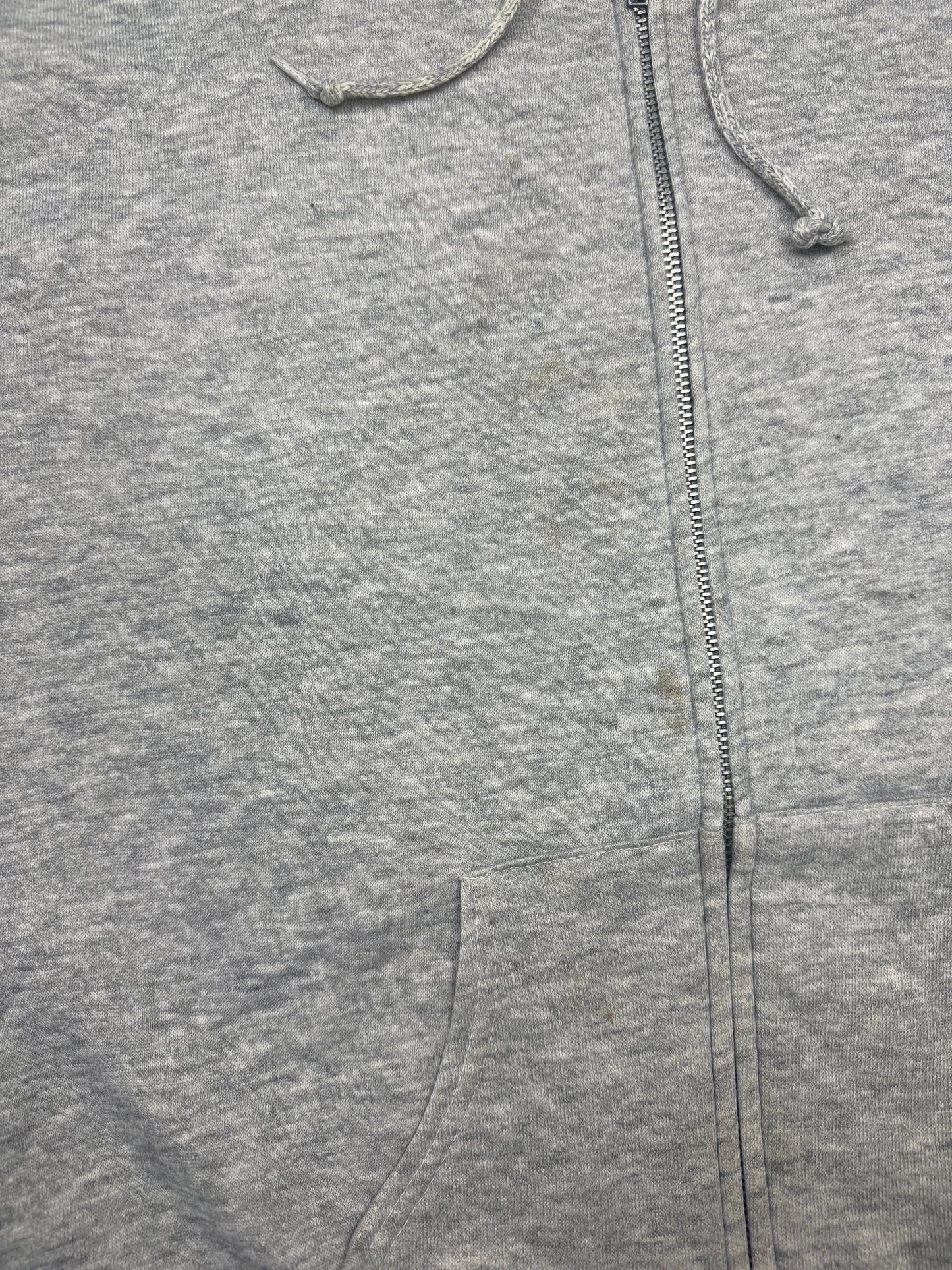 Vintage 80s Blank Heather Gray Cropped Boxy Hooded Sweatshirt Size L