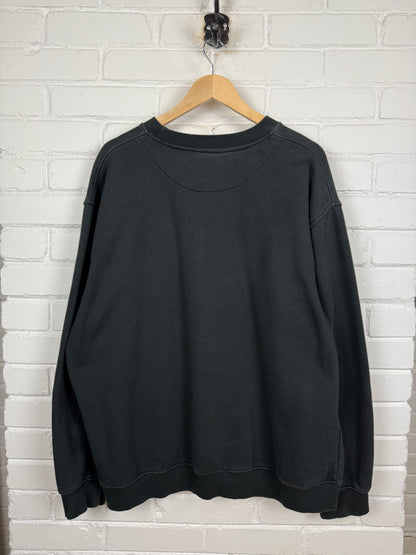 Vintage Y2K Nike Embroidered Mini Swoosh Crewneck Sweatshirt Size XXL Black
