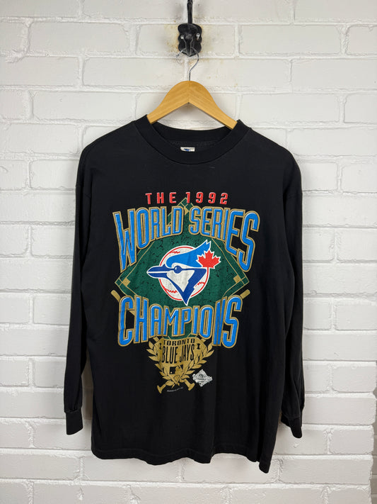 Vintage 1992 Toronto Blue Jays World Series Champs Starter Diamond Graphic Long Sleeve T Shirt Size M