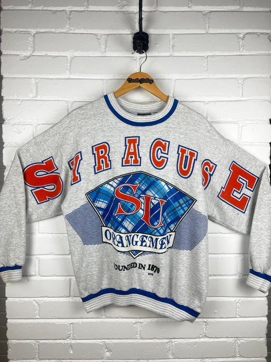 Vintage 90s Syracuse Orangemen Collegiate Arm Spell Out Big Graphic Sweatshirt Size L