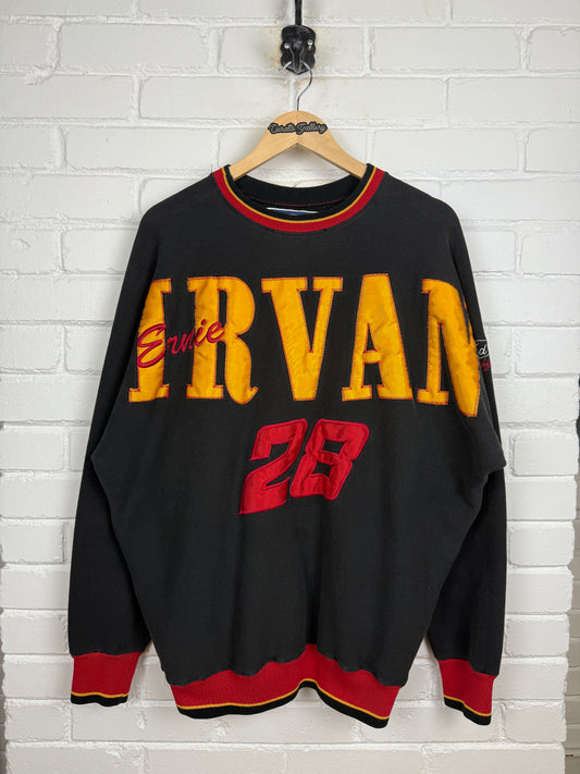 Vintage 90s Ernie Irvin #28 Ford Racing Nascar Big Arm Spell Out Sweatshirt Size XL