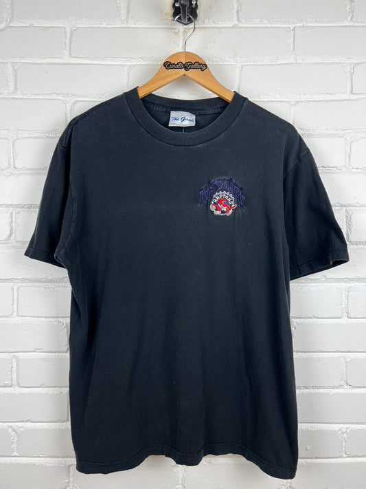 Vintage 90s Toronto Raptors Embroidered Logo Spell Out The Game NBA T Shirt M