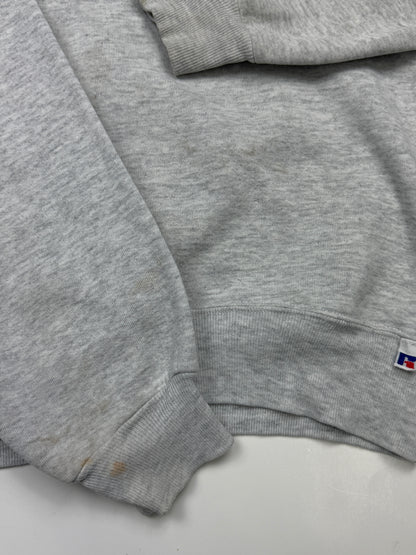 Vintage 90s Russell Athletic Cropped Boxy Fit Blank Crewneck Sweatshirt Size L Heather Gray