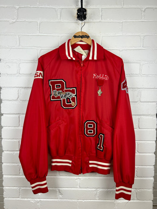 Vintage 1981 Bowling Green Band Chain Stitched Letterman Bomber Jacket Size M