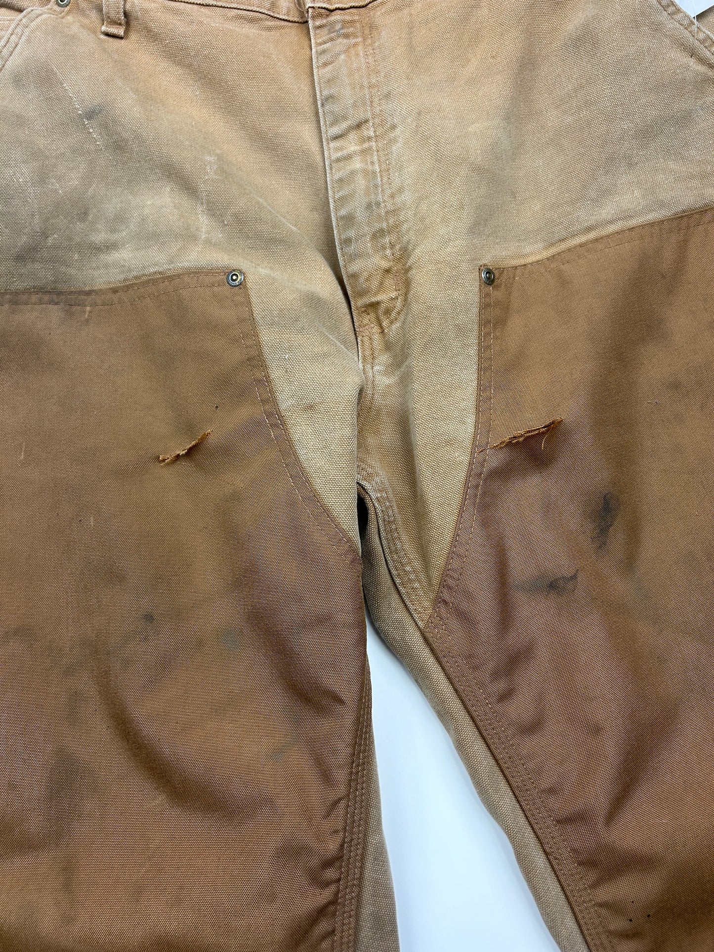 Carhartt Canvas Work-Wear Double Knee Dungaree Fit Pants Size 40W Beige B292