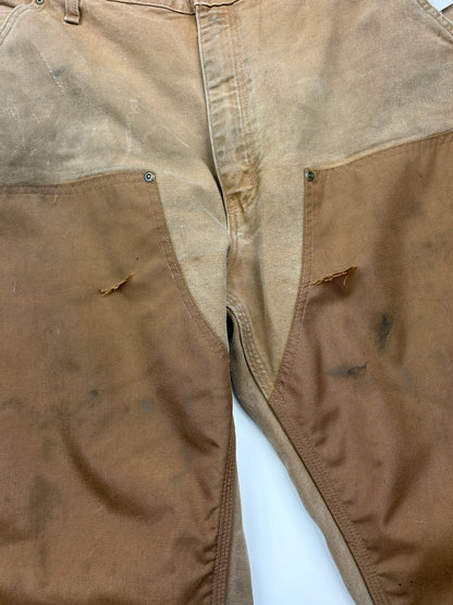 Carhartt Canvas Work-Wear Double Knee Dungaree Fit Pants Size 40W Beige B292
