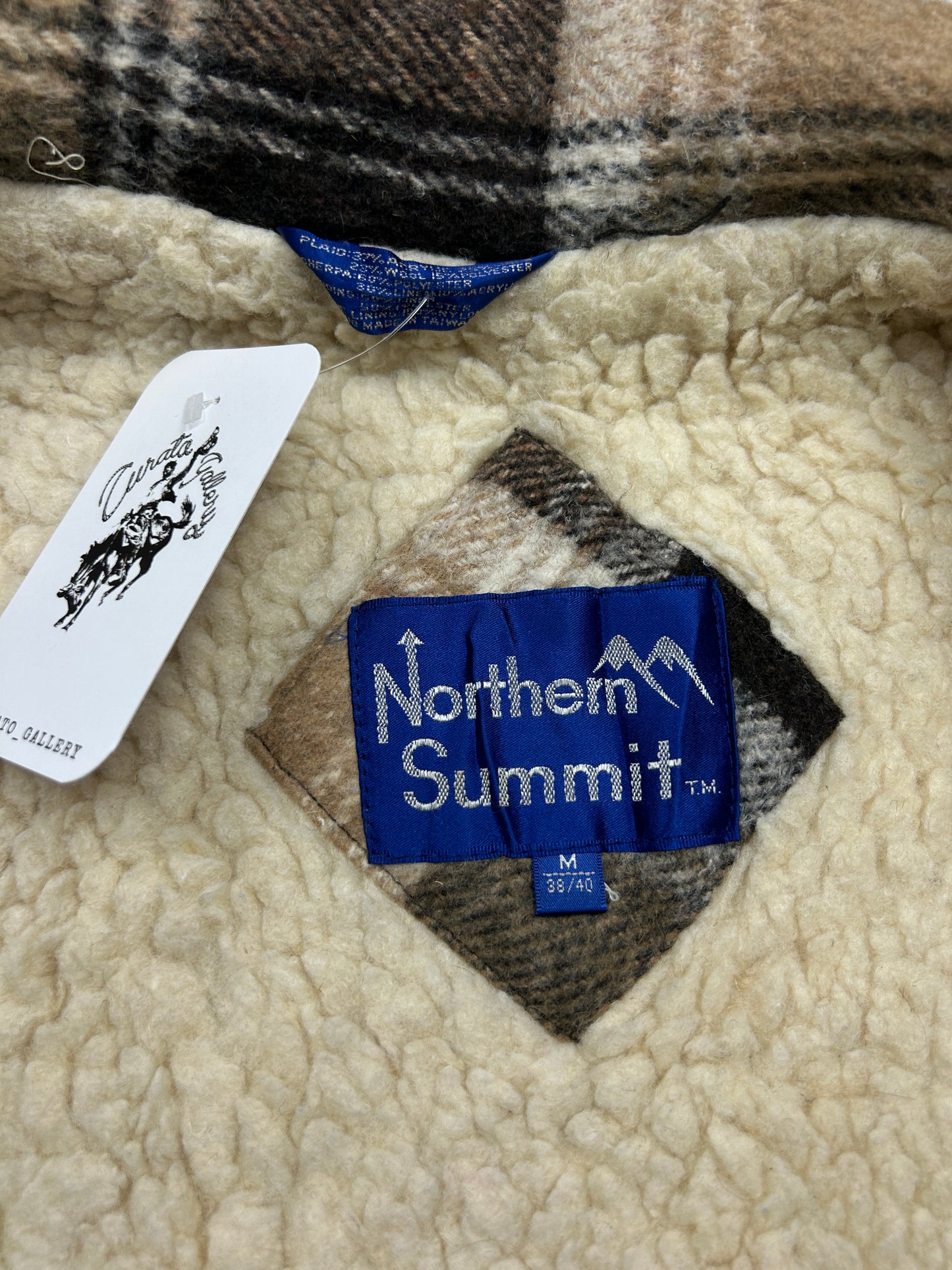 Vintage 80s Nothern Summit Sherpa Lined Plaid Overcoat Jacket Size M