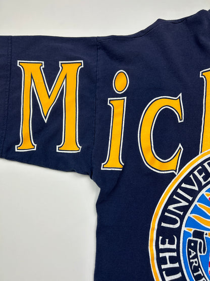 Vintage 90s Michigan Wolverines Arm Spell Out Big Graphic Crest T Shirt Size L
