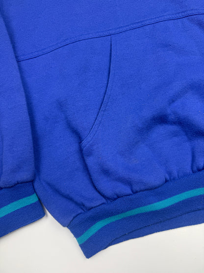 Vintage 80s/90s Activewear Two Tone Blank Pullover Hooded Sweatshirt Size L