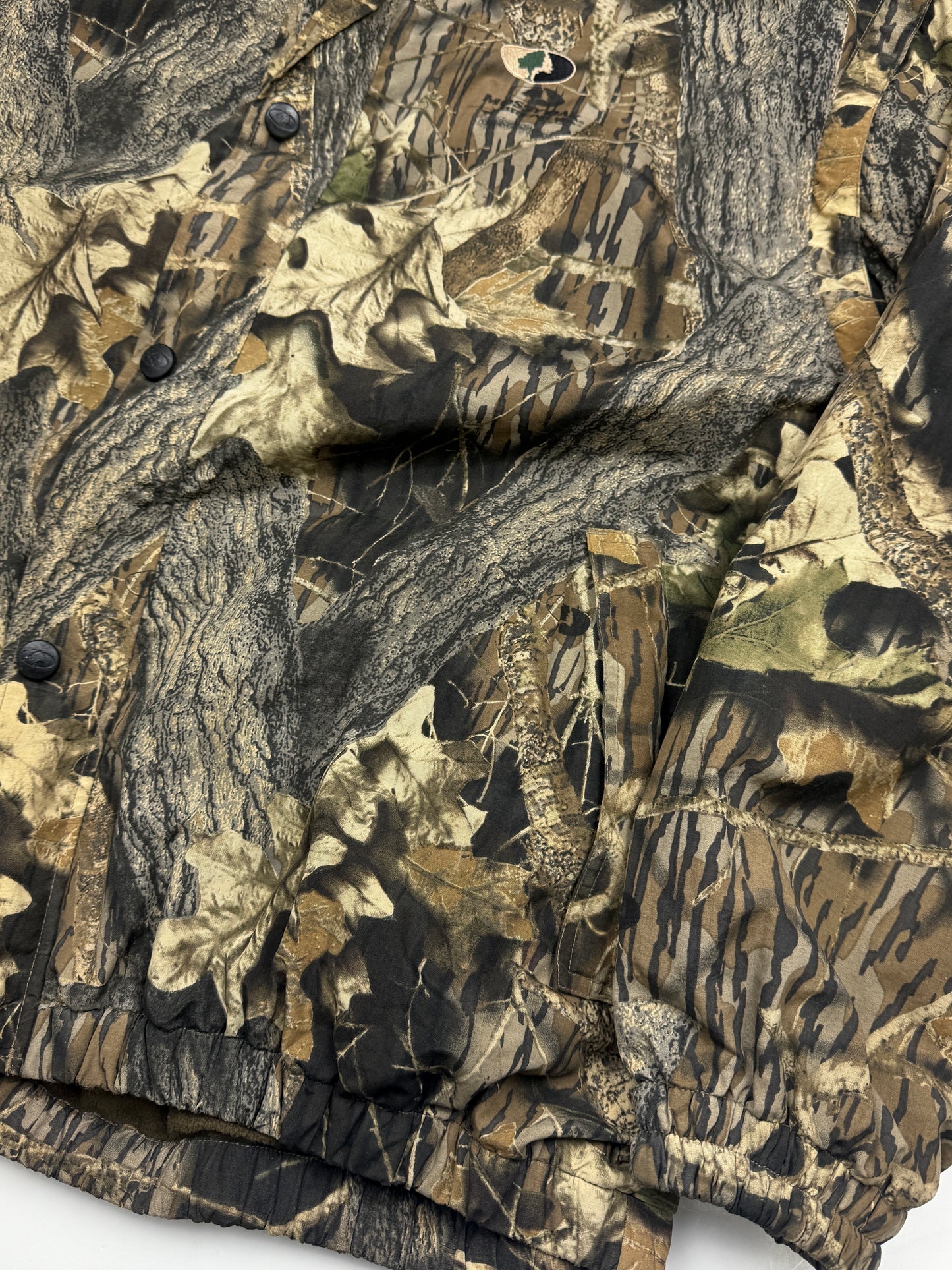 Vintage Mossy Oak Break Up Tree Camo Nylon Fleece Reversible Convertible Vest Jacket Size XXL