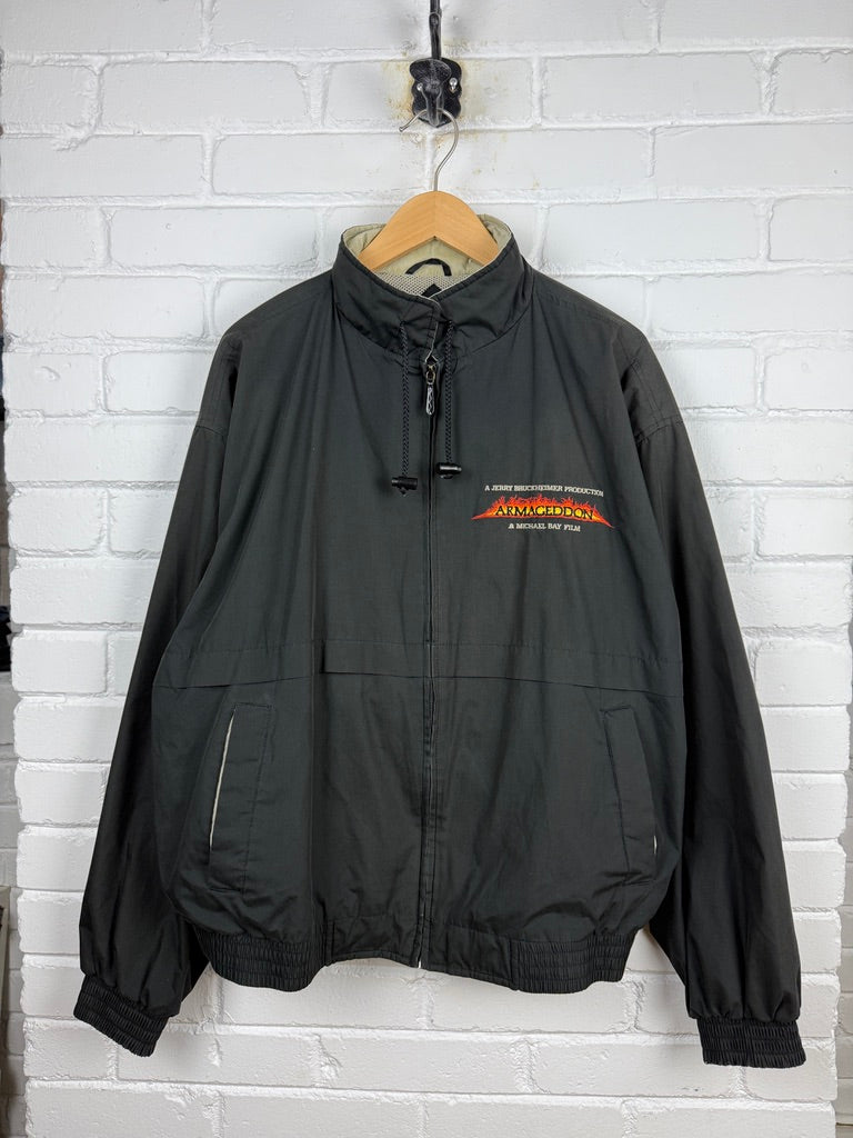 Vintage 1998 Armageddon Embroidered Cast And Crew Movie Film Windbreaker Jacket Size XL