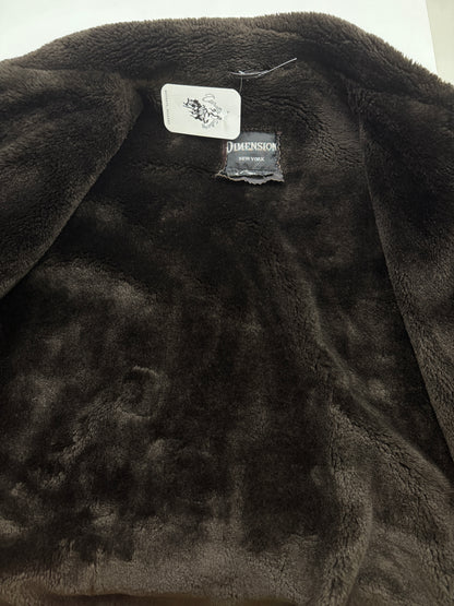 Vintage 90s Dimension Leather Faux Sherling Leather Bomber Jacket Size XL