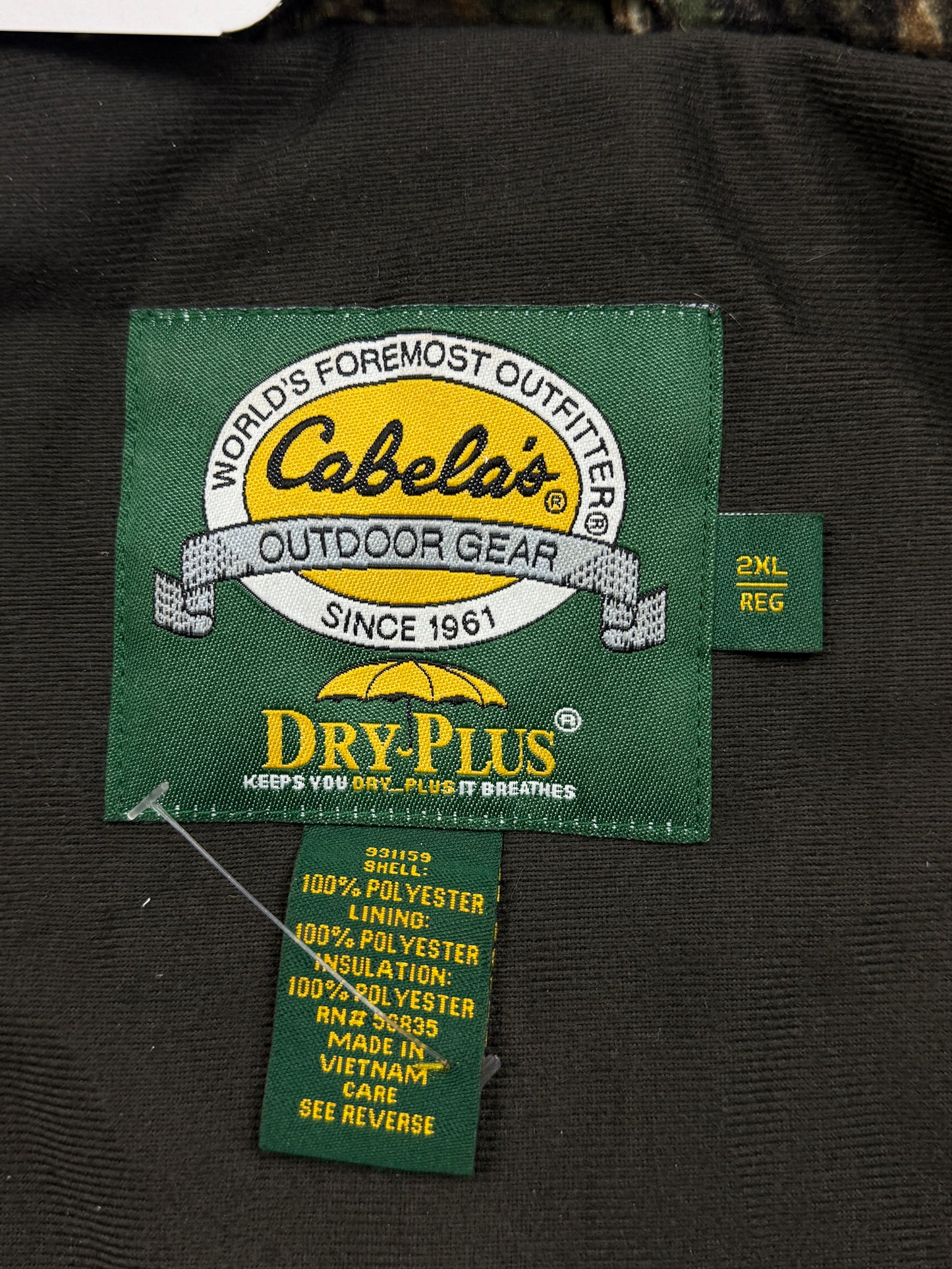 Vintage Cabelas Seclusion 3D Tree Camo Dry Plus Insulated Jacket Size XXL