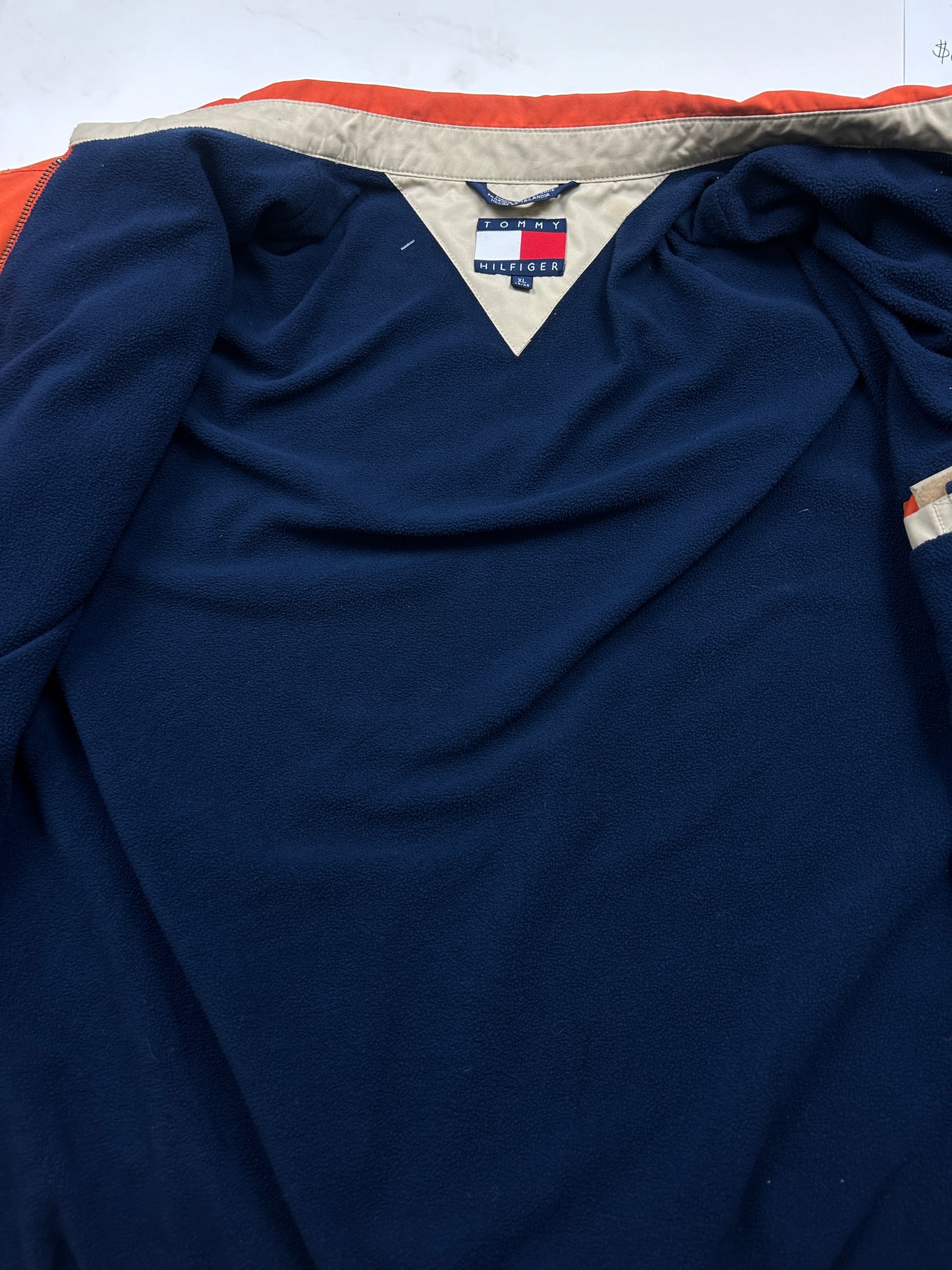 Vintage Tommy Hilfiger Embroidered Crest Fleece Lined Harrington Jacket Size XL
