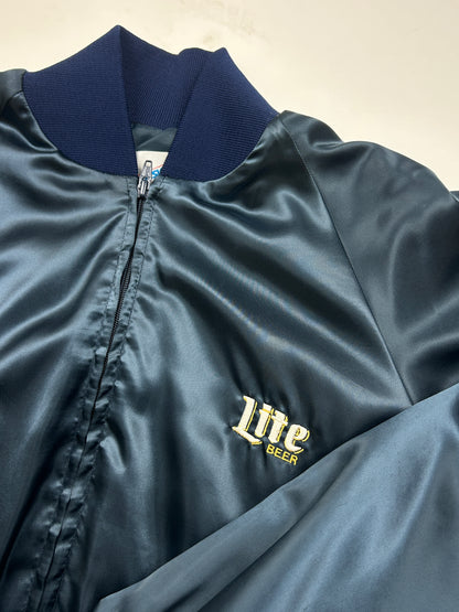 Vintage 80s/90s Miller Lite Beer Embroidered Satin bomber Jacket Size M