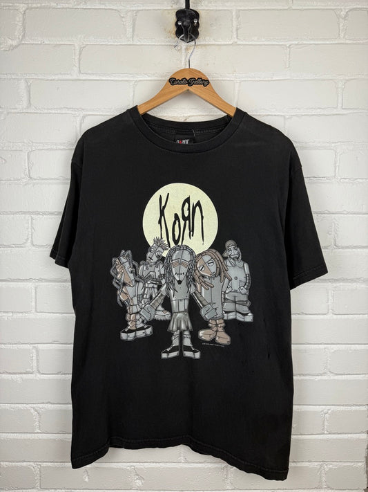 Vintage 2001 Korn Robot Caricature Nu Metal Band T Shirt Size L