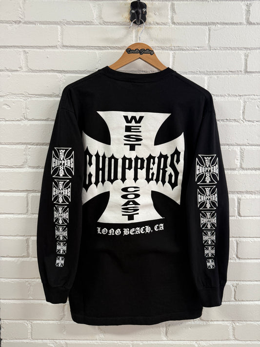Vintage West Coast Choppers Long Beach CA Motorcycle Cross Long Sleeve T Shirt Size L