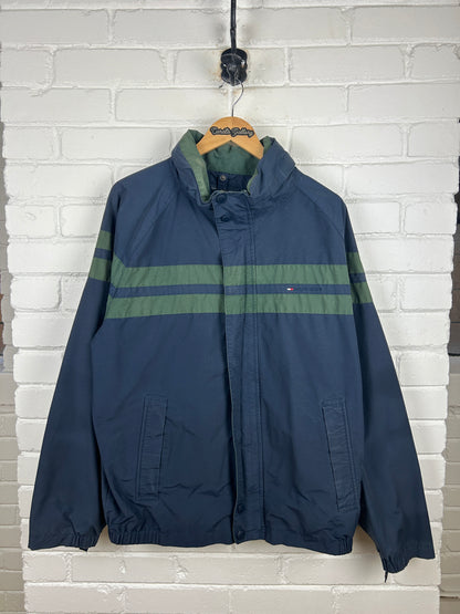 Tommy Hilfiger Embroidered Spell Out Flag Two Tone Light Jacket Size L