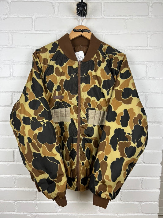 Vintage 80s/90s Columbia Sportswear Duck Camo Insulated Reversible Bomber Jacket Size L Tall