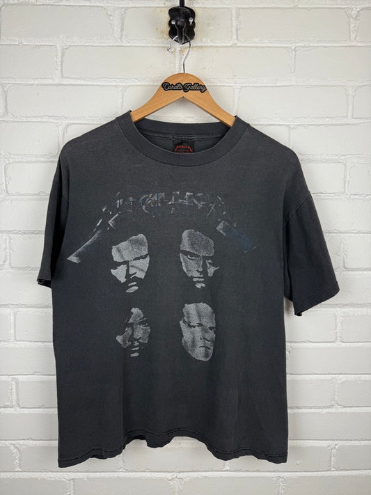Vintage 1991 Metallica Historic Dates 4 Faces Monster Of Rock Metal Band T Shirt Size L 90s