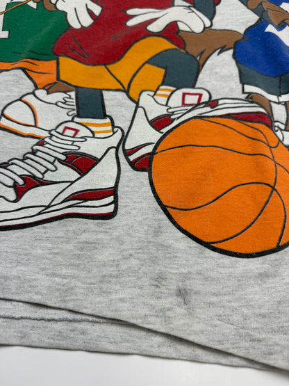 Vintage 1993 Looney Tunes Bugs Taz Wile E. Basketball Streetwear Front & Back T Shirt Size L 90s