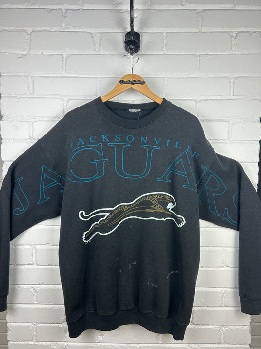 Vintage 1993 Jacksonville Jaguar Arm Spell Out NFL Banned Logo Sweatshirt Size XL