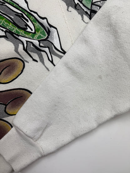 Vintage 1996 Looney Tunes Taz Grafiti Tear All Over Print Crewneck Sweatshirt Size M 90s
