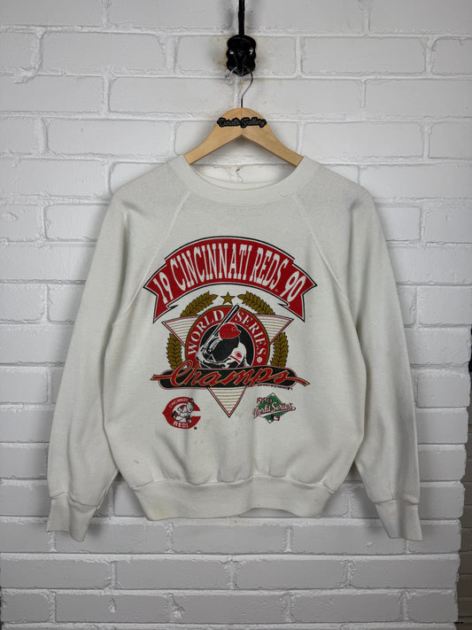 Vintage 1990 Cincinnati Reds Word Series Champs MLB Baseball Sweatshirt Size M 90s
