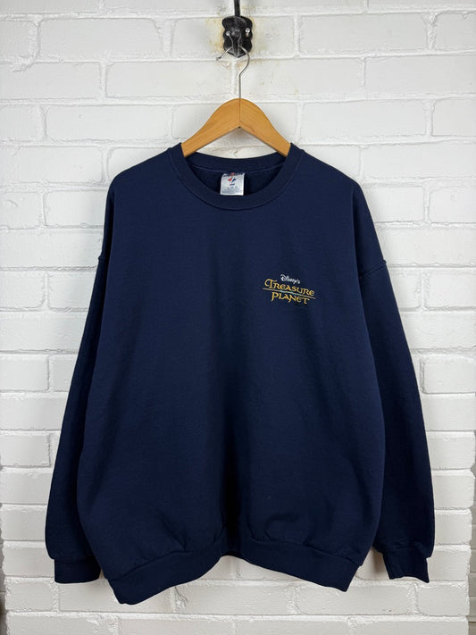 Vintage 2002 Disney Treasure Planet Embroidered Movie Promo Crewneck Sweatshirt Size XL