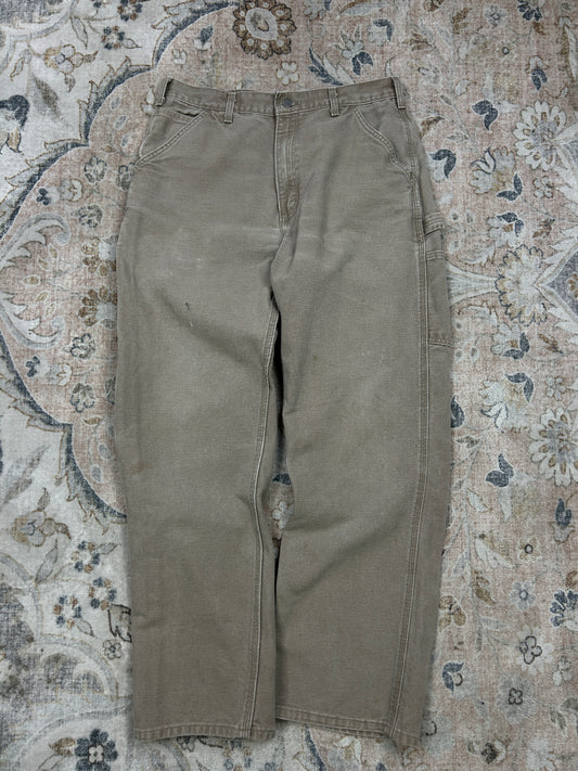 Vintage Carhartt Canvas Work Wear Carpenter Dungaree Fit Light Gray Size 32W