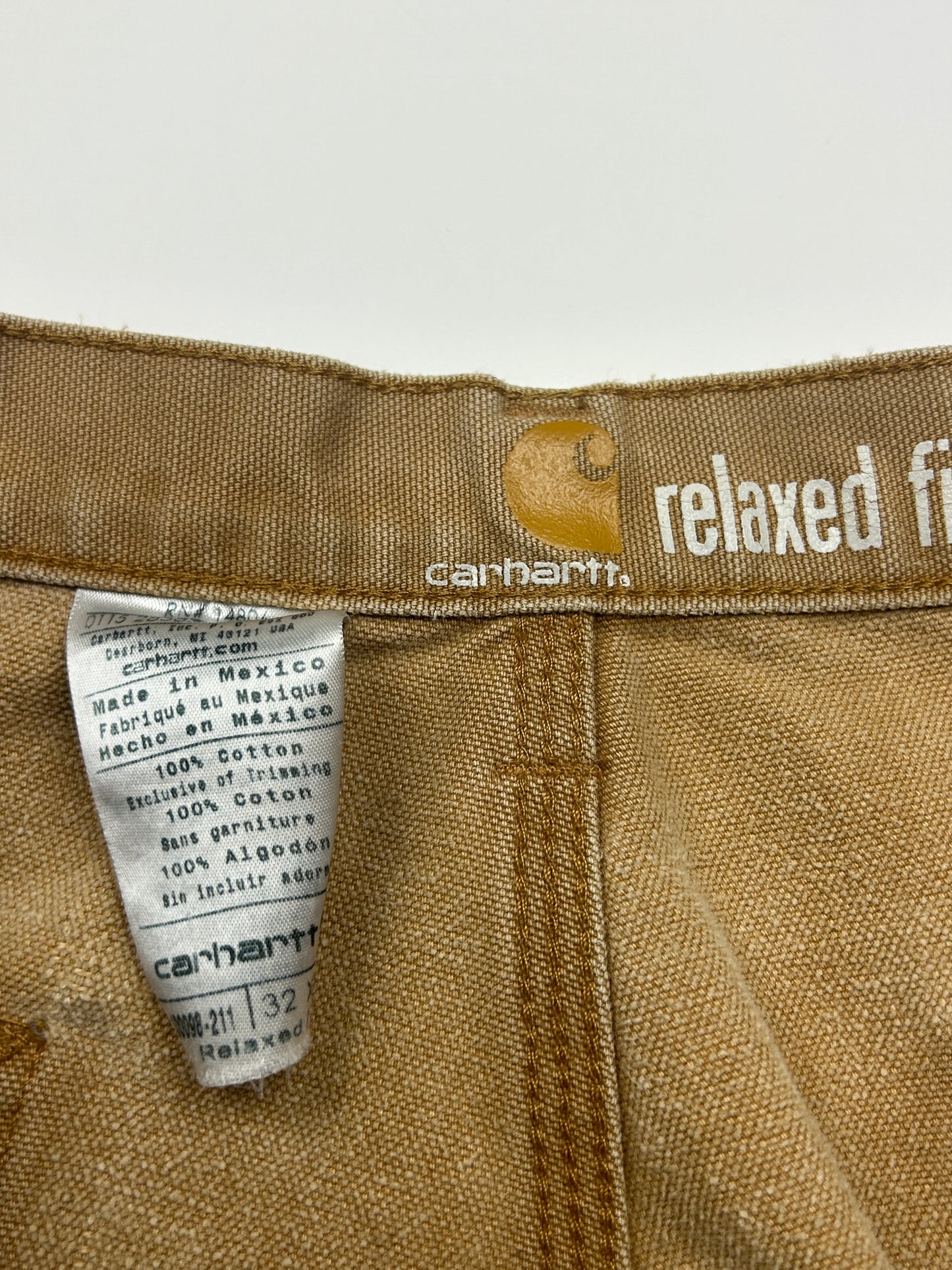 Carhartt Canvas Work-Wear Double Knees Relaxed Fit Pants Size 32W Beige