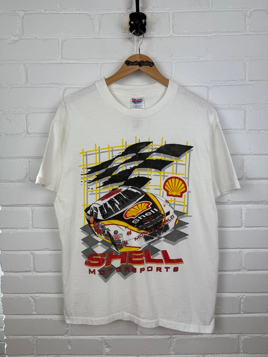 Vintage 90s Tony Stewart #44 Shell Motorsports NASCAR Racing T Shirt Size L
