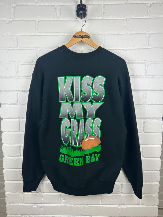 Vintage 90s Green Bay Packers Kiss My Grass NFL Football Sweatshirt Size L