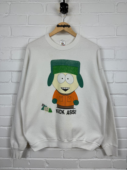 Vintage 90s South Park Kyle Kick Ass Comedy Central Cartoon TV Show Sweatshirt Size XL