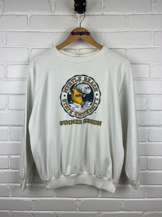 Vintage 1986 Myrtle Beach State University Mullets Crest Pulp Fiction Sweatshirt Size L 80s